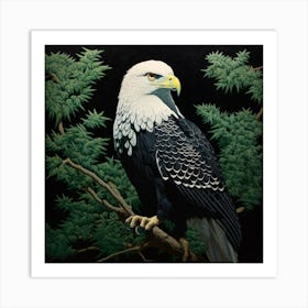 Ohara Koson Inspired Bird Painting Eagle 1 Square Art Print