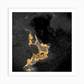100 Nebulas in Space with Stars Abstract in Black and Gold n.064 Art Print
