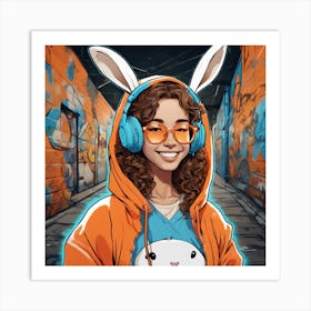 448918 Female Programmer With A Big Smile, White Rabbit E Xl 1024 V1 0 Art Print