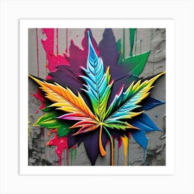 Colorful Marijuana Leaf 6 Art Print