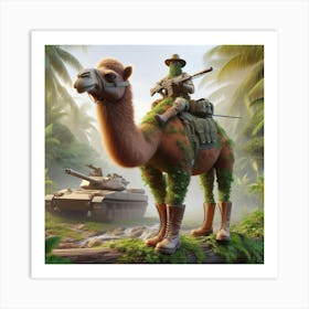 Camel And A Tank Art Print