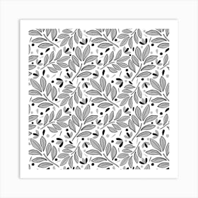 Lushy Leaves Black White Art Print