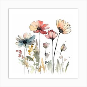 Watercolor Flowers Art Print