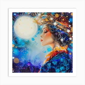 Woman In The Moonlight 1 Art Print