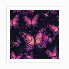 Pink Butterflies Wallpaper Art Print