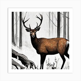 Deer In The Woods 2 Art Print