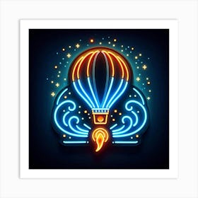 Neon Hot Air Balloon Art Print