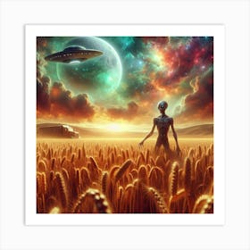 Alien In The Wheat Field 1 Art Print