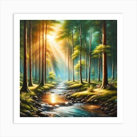 Sunrise In The Forest Art Print