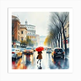 Rainy Day In Rome Art Print