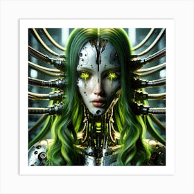 Beautiful Cyborg With Yellow Eyes Art Print