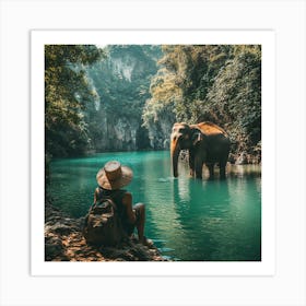 Elephants In The Jungle Peaceful Art Print