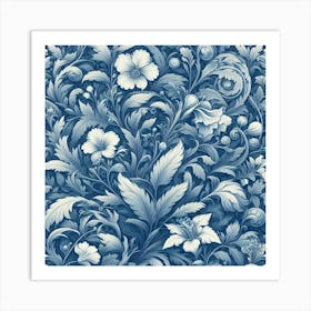 Blue And White Floral Art Print