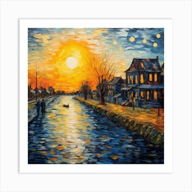 Sunset On The Canal Art Print