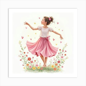 Dance In Watercolor With Vibrant Spring Flowers 1 Art Print