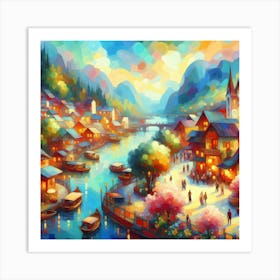 Village By The River Art Print