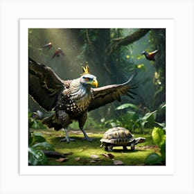 The King Of The Birds Approaching Tortoise Looking Stern And Disapproving (2) Art Print