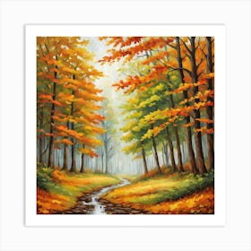 Forest In Autumn In Minimalist Style Square Composition 209 Art Print