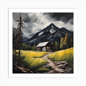 716199 Acrylic Painting Of A Mountain Landscape, With A S Xl 1024 V1 0 Art Print