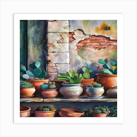 Cactus Pots Art Print