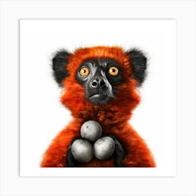 Lemur With Eggs Art Print