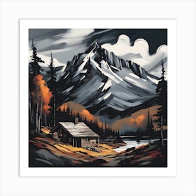 Cabin In The Mountains 3 Art Print