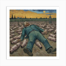 The Squealing Dusk: Whiskey Dreams and Madness Pigs Art Print