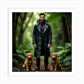 Man And His Dogs 1 Art Print