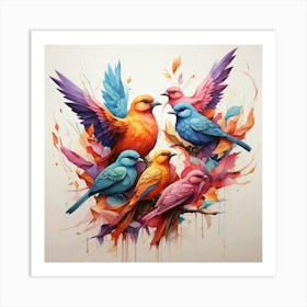 Colorful Birds 2 Art Print