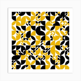 Yellow And Black Geometric Pattern Art Print