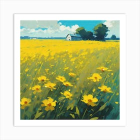 Field Of Yellow Flowers 18 Art Print