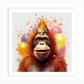 Orangutan Birthday Party 1 Art Print