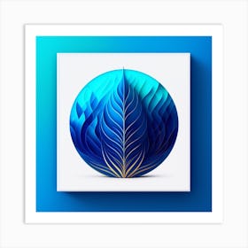 Abstract Blue Leaf Art Print