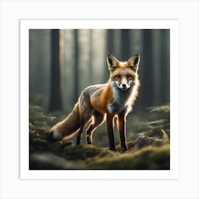 Red Fox In The Forest 37 Art Print