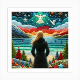 Blonde Women and Angel 6 Art Print