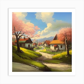 Nostalgic Village Art Print