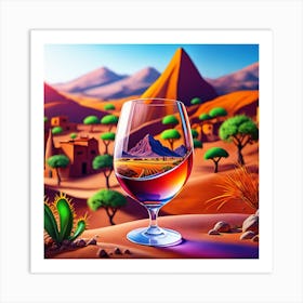 Wine Glass In Desert 7 Art Print