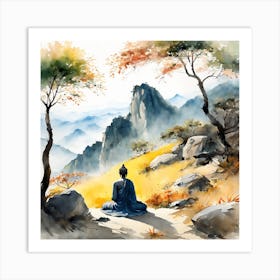 Buddha Painting Landscape (13) Art Print