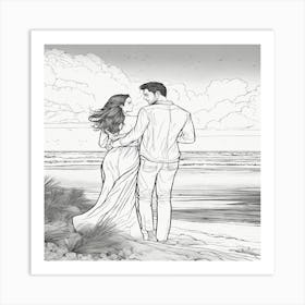 Couple On The Beach Art Print