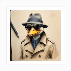 Duck In A Trenchcoat 1 Art Print