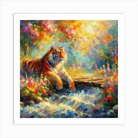 Tiger In The Forest impressionism 1 Art Print