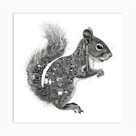 Squirrel Made Of Circuit Board Art Print