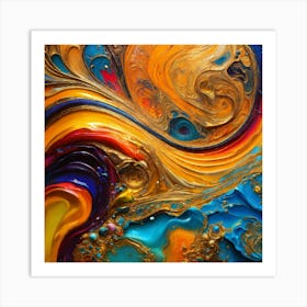 Colorful Abstract Liquid Paint Art Print