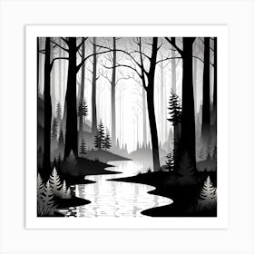 Black And White Forest, black and white art Art Print