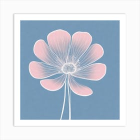 A White And Pink Flower In Minimalist Style Square Composition 479 Art Print