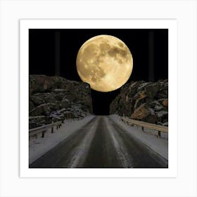 Full Moon Over Road Art Print