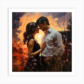 Burning Passion A Love Story In The Glow Of Firelight Art Print