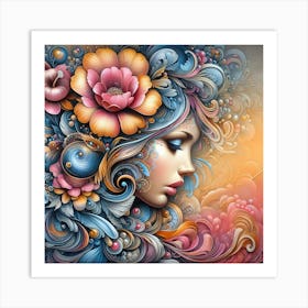 Psychedelic Flower Painting Art Print