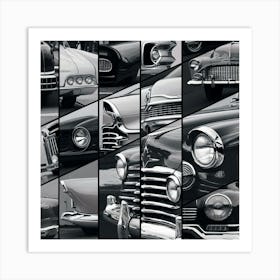 Black And White Cars 2 Art Print