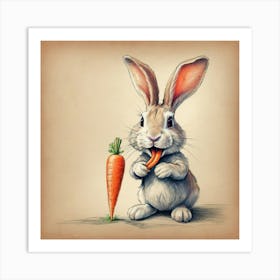 Rabbit Eating Carrot Art Print